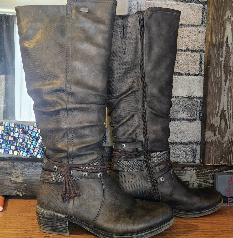 Remonte Tall Bronze Shearling Lined Winter Boot Size 41
